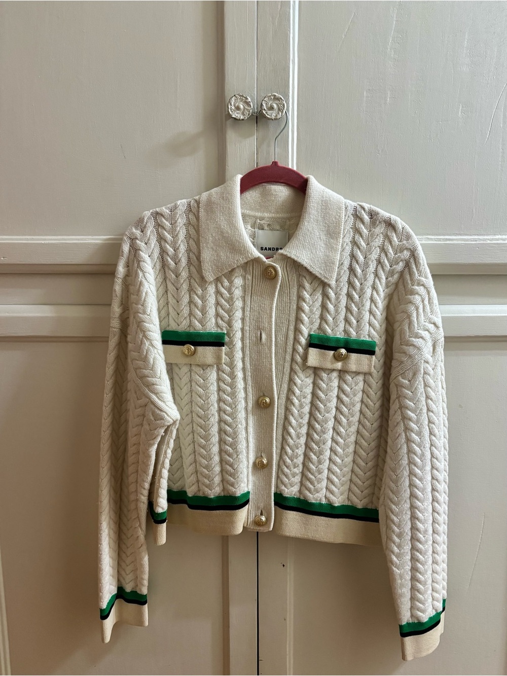 Sandro Cream Button Up Cardigan